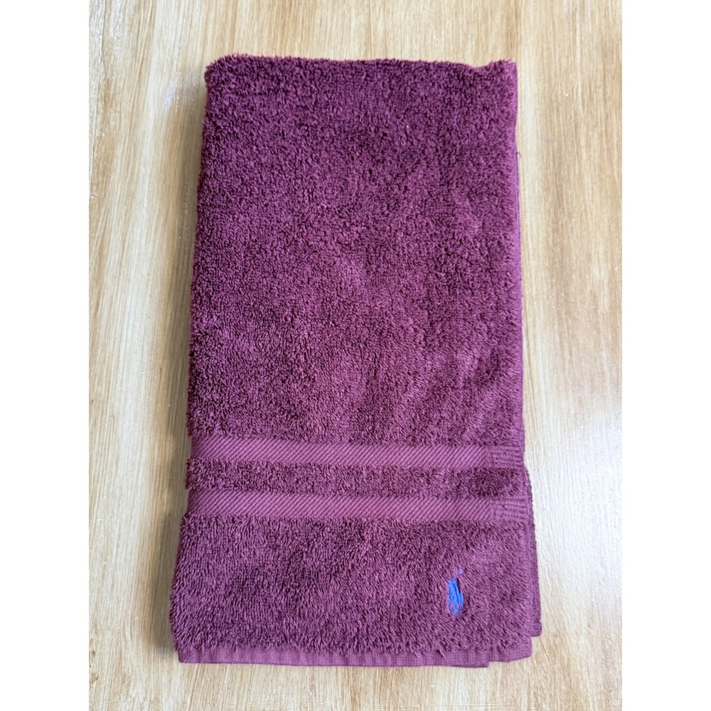 Vintage Ralph Lauren Plum/ Wine 3pc Bath Towel Set Blue Pony Logo - Picture 3 of 7